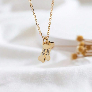 Duoying personalizado Animal colgante grabado memoria Collar personalizado perro hueso nombre Collar para amantes de los perros - Product Image 5