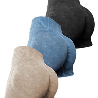 Shorts et pantalons trois-quarts de yoga et de sport en nylon délavé à la sable, taille haute, coupe skinny, effet push-up, séchage rapide