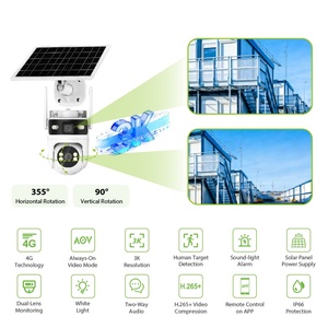 4G Sim Card Dual Lens IP Alarm Outdoor Solar Powered <b>Security</b> Camera 10000mAh Battery PTZ Motion Detect Camera 6MP 10X Zoom - Product Image 3