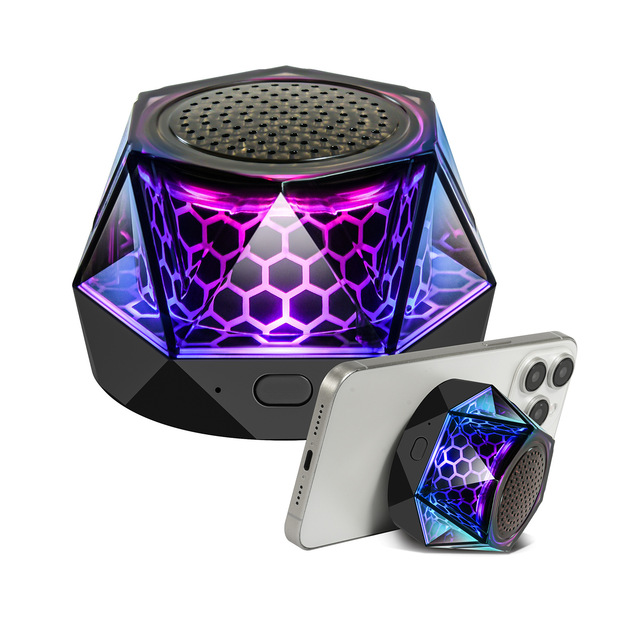 Hot Sale Magnetic Bt Speaker with RGB Lights, Portable Mini Bass Speaker & Phone Stand for iPhone Android, TWS Wireless Speaker