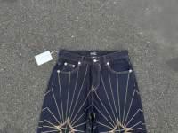 Jeans en denim noir vintage pour hommes, style européen, avec broderie motif toile d'araignée, coupe droite, style Thug Club, pantalon large pour hommes