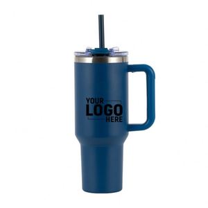 Gobelet isotherme durable en acier inoxydable avec poignée et paille, grande capacité, tasse de voyage portable avec logo personnalisé - Product Image 3