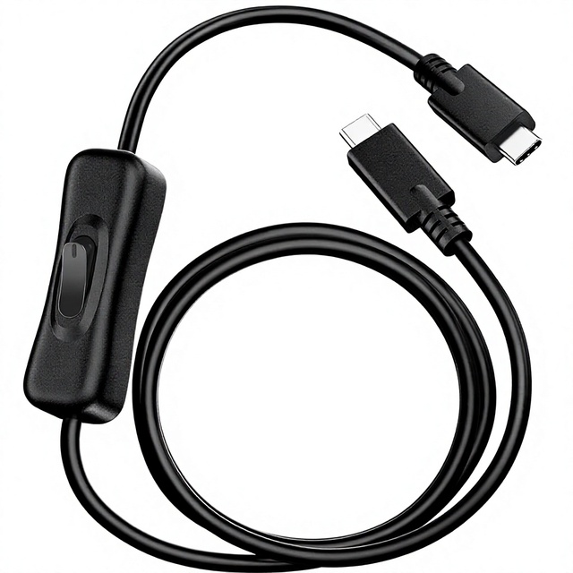 USB Type-C to C Cable [3.3ft] USB 3.1 C with On/Off Switch PD Fast Charging 20V/3A 10Gbps Video/Data Transfer