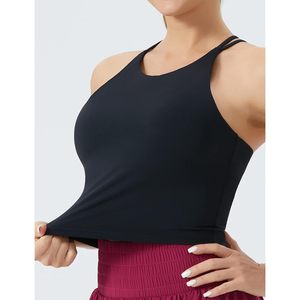 Women's <b>Cross</b> Back Sports Bra Halter Neck Workout Crop Tank <b>Tops</b> With Removable Pads Yoga Fitness Running Spandex Polyester - Product Image 1