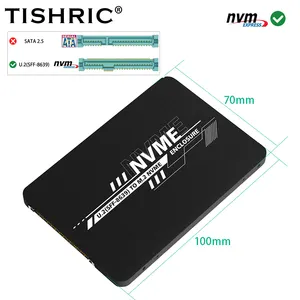 TISHRIC 2in1 M.2 NVME PCI-E/NGFF SATA SSD ke UK. 2 SFF-8639 adaptor Kombo, penutup mendukung 2230/42/60/80 casing Hard Drive