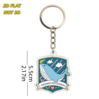 Porte-clés en acrylique imprimé UV motif baleine, design drapeau Liberté Sagesse avec anneau et chaîne métalliques, accessoire fantaisie inspirant
