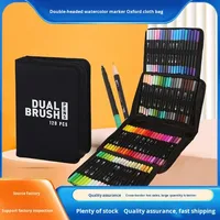 Ensemble de stylos feutres double-tête Leyi en tissu Oxford pour aquarelle, pour le dessin artistique des enfants, gribouillage coloré, lavable, en PP souple