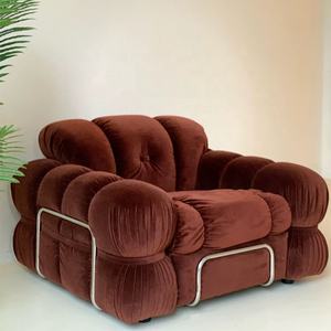 العربية نمط غرفة المعيشة المنزلي الأزهار مجموعة اثاث تنجيد فاخر المخملية البني أريكة 3 2 ، loveseat ، كرسي بذراعين - Product Image 3