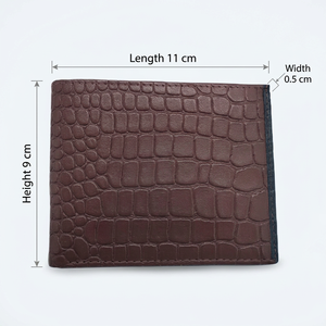 Cartera de Hombre con Grabado de Cocodrilo, Protección RFID, Cierre Plegable, Uso Diario, Color Marrón, Diseño Minimalista - Product Image 2