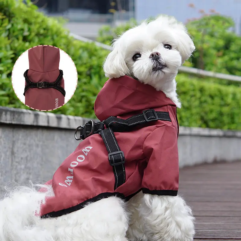 Fabrik Großhandel OEM Custom Pet Kleidung Neues Design Reflektierende Hunde geschirr Regenmantel Polyester Wasserdichte Jacke Pet Regen mäntel