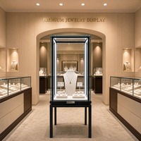 Vitrine à bijoux en verre trempé sur mesure avec éclairage LED pour la conception de magasins de luxe, équipement de vente au détail, vente en gros