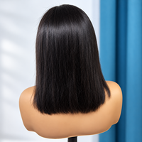 Wig Bob Lurus Alami dari Rambut Manusia, HD Lace Front Tanpa Lem, Pre Plucked, Hitam Natural, Wig Bob Pendek Siap Pakai untuk Wanita
