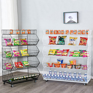 Siêu Thị 4-Lớp Dây Lưới Giỏ Kệ Lưu Trữ Giỏ Kệ Với Bánh Xe Thuận Tiện Cửa Hàng Kệ Tường Thép - Product Image 4
