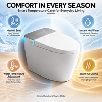 WC intelligent automatique en céramique monobloc avec siège chauffant, télécommande, design moderne, double chasse P-trap/S-trap et éclairage d'ambiance