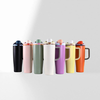 Gobelet isotherme en acier inoxydable de 40 oz avec poignée, logo personnalisé, réutilisable, pour café glacé, mug de voyage