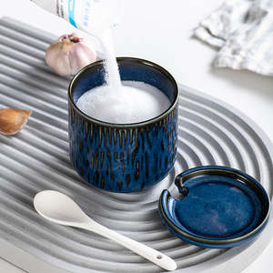 Juego de Recipientes Apilables de Cerámica Ecológica para Sal y Pimienta, con Tapa para Conservar la Frescura de los Alimentos, Decoración Clásica para la <span class=keywords><strong>Cocina</strong></span> - Product Image 4