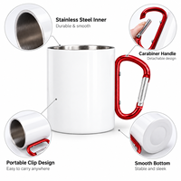 Mug thermique personnalisé en acier inoxydable 304 de 10 oz, blanc, avec poignée et mousqueton, pour sublimation, idéal pour les voyages en extérieur - Vente en gros