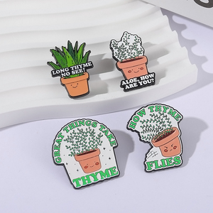 หมุดเคลือบกระถางต้นไม้ว่านหางจระเข้สวัสดีคุณไม่ได้เห็นว่าเข็มกลัดปกคอเสื้อรูปแมลงวันเป็นอย่างไรของขวัญเครื่องประดับ - Product Image 2