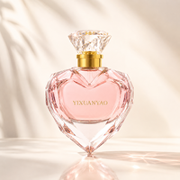 Flacon de parfum en forme de cœur au design unique, 60 ml, 100 ml, avec pompe, bouchon en cristal, couleur rose Panton personnalisable, logo