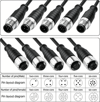 Adaptateur M12, câble de capteur d'aviation 25CM/0.8FT, connecteur rond industriel mâle/femelle 8 broches, signal IP67, extérieur