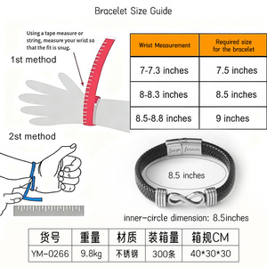 สร้อยข้อมือหนังถักทำมือสำหรับผู้ชาย สัญลักษณ์อินฟินิตี้สแตนเลส ขนาด 7.5 8.5 9 นิ้ว ของขวัญเครื่องประดับ - Product Image 4