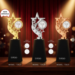 Trophée Étoile en Métal Moulé sous Pression de Qualité Supérieure avec Socle en Bois Noir, Portable, Gravure Personnalisable, Thème Compétitif pour Récompenses d'Événements - Product Image 2