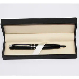 Conjunto de caneta executiva para negócios, metal ball com presentes de luxo pu com capa de couro