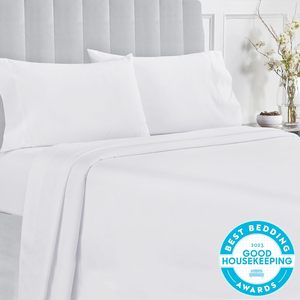 100% juego de cama queen de satén blanco de color sólido de algodón con sábanas refrescantes - Product Image 2