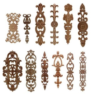 2023 personalizzato in legno massello intagliato onlay scultura Appliques in legno mobili decorazione dell'armadio intaglio floreale Applique in legno - Product Image 4