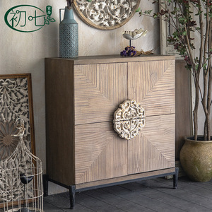 Chu Qi Solid Wood Entryway Cabinet 92x47.5x99.5cm Storage Living Room Furniture <b>Retro</b> <b>Decorative</b> Cabinet - Product Image 2