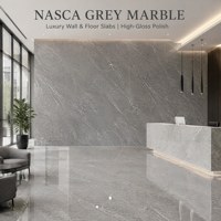 Dalle en pierre frittée polie grise 1600x3200mm avec subtils veinages blancs pour murs, sols et décors de villas de luxe