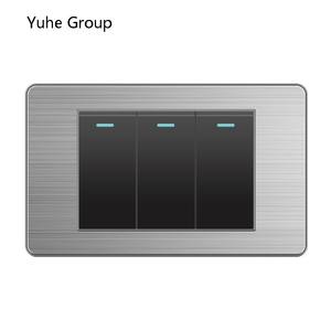 Interruptor de pared universal con acabado cepillado de aluminio, adecuado para interruptores de pared eléctricos estándar de hoteles familiares. - Product Image 3