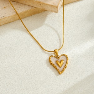Gold Plated Heart Pendant Necklace Stainless Steel Snake Chain Minimalist Clavicle Jewelry Daily Wear Gift N4123 - Product Image 2