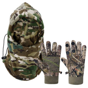 Capucha ajustable para clima frío, forro polar, máscara de esquí de camuflaje verde, guantes de caza al aire libre a prueba de viento para pesca de <span class=keywords><strong>carpa</strong></span> - Product Image 1