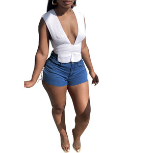 ¡El <span class=keywords><strong>mejor</strong></span> precio de <span class=keywords><strong>ropa</strong></span> de mujer <span class=keywords><strong>2022</strong></span>! Pantalones cortos vaqueros azules de cintura alta de talla grande para niñas de - Product Image 3