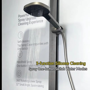 Ensemble de douche thermostatique LED <span class=keywords><strong>noir</strong></span> avec barre coulissante en acier inoxydable, jets de pluie et de main, finition mate et polie, pour appartement et hôpital - Product Image 3