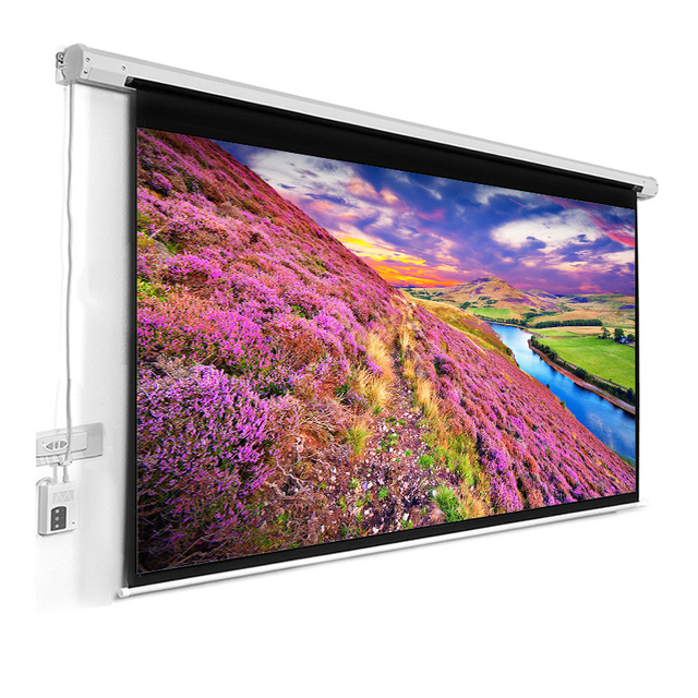 100 Inch 16:9 Wall Ceiling Hanging Electric Projector Screen High Quality Matte White Motorized Projection Screens With Remote