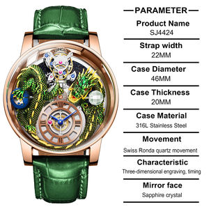 <span class=keywords><strong>Montre</strong></span> de luxe à quartz émaillée en cuir avec <span class=keywords><strong>mouvement</strong></span> analogique et cristal saphir, édition limitée Festival Dragon Action Doll - Product Image 2