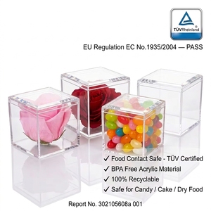 Caja Cuadrada de Acrílico Transparente para Alimentos con Tapa, para Dulces de Boda, Recuerdos de Baby Shower, Regalos al por Mayor, Libre de BPA, con Logotipo Personalizado - Product Image 3