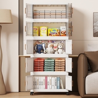 Meuble de rangement pliable à 1-6 niveaux en plastique avec tiroirs pour chambre, cuisine, salon, sur pied avec roulettes