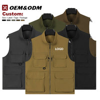 Gilet de pêche imperméable à séchage rapide avec logo personnalisé, multi-poches, pratique, gilet de travail en maille pour homme, pour l'extérieur