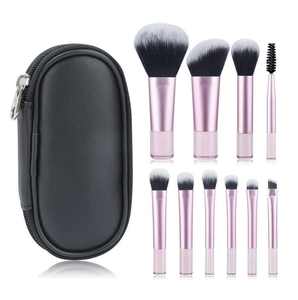 Hexue - Juego de 10 Brochas de Maquillaje de Fibra Sintética, Mini Brochas de Belleza para Viaje, para Rostro y Ojos, con Bolsa y Logotipo Personalizado - Product Image 3