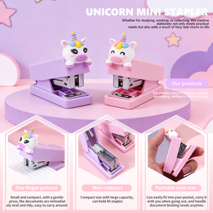 <span class=keywords><strong>Agrafeuse</strong></span> tête de poupée licorne de dessin animé avec 500 agrafes, outil de reliure de bureau mignon pour enfants - Product Image 4