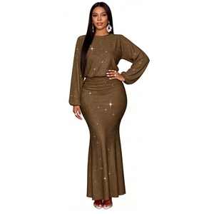 ชุดเดรสแม็กซี่ผ้ารุ้งประดับกลิตเตอร์สำหรับผู้หญิง - ชุดเดรสยาวแขนยาวสำหรับงานทางการ แฟชั่น - Product Image 5