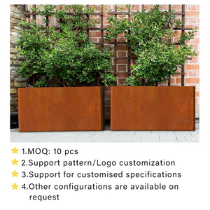 Jardinière rectangulaire en <span class=keywords><strong>acier</strong></span> <span class=keywords><strong>corten</strong></span> de style rustique jardinière basse en métal pour porche patio jardin décor commercial - Product Image 2