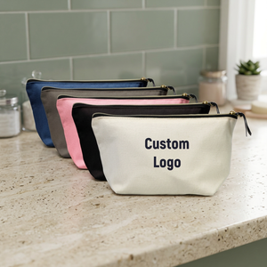 Wholesale Customizable Cartoon Printed Handled Zippered Pouch <b>Small</b> Size Cotton Makeup <b>Bag</b> Reusable - Product Image 2