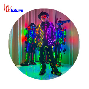 Michael Jackson LED Fiber Glow Cool Light Show Costume de danse Costume de performance de scène attrayant pour la danse de salon <span class=keywords><strong>latine</strong></span> - Product Image 1
