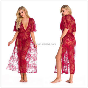 Hot Selling Plus Size Damen Sexy Spitze Transparente Robe Braut Nachtwäsche Unterwäsche - Product Image 4