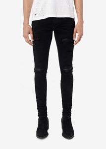 <span class=keywords><strong>Jeans</strong></span> pour hommes noirs déchirés de haute qualité en gros OEM, vêtements pour hommes fabriqués en Chine - Product Image 2