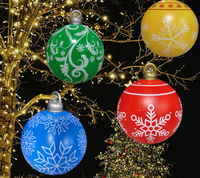 Vente flash - Boule de Noël gonflable en PVC avec LED - Ballon de Noël clignotant pour la décoration extérieure du jardin